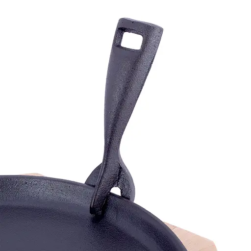 Сковорода чугунная 25 см с деревянной подставкой и съёмной ручкой для индукции и газа KM-4809V, Kamille Черный 87482 - фото 4