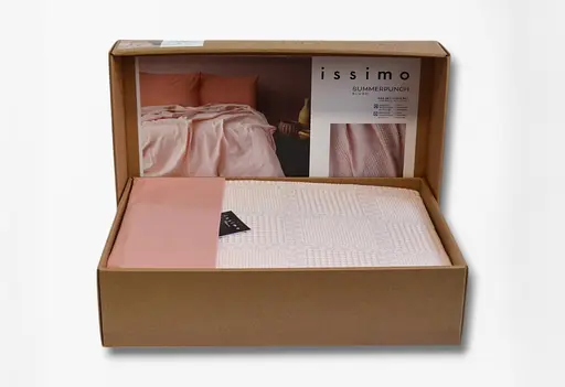 Постільна білизна з покривалом-піке Summerpunch Blush/простирадло на резинці Issimo Home pbe0051412 - фото 3