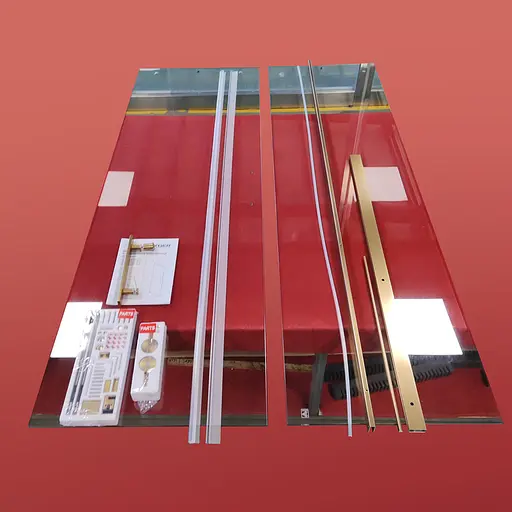 Дверь в нишу Koer SR SD01-120x200-TR-12 прозрачное стекло Easy Clean 8 мм, матовое золото KR5377, универсальная, прозрачная, золотая - фото 8