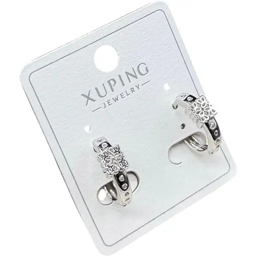 Сережки Xuping із камінчиками під срібло з медичної сталі гіпоалергенні - фото 1