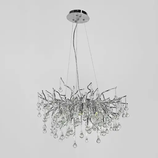 Люстра в круглому хромованому корпусі зі скляними підвісами Ø 60 см | Line F | Арт. 705D-600 CH+CL - фото 7