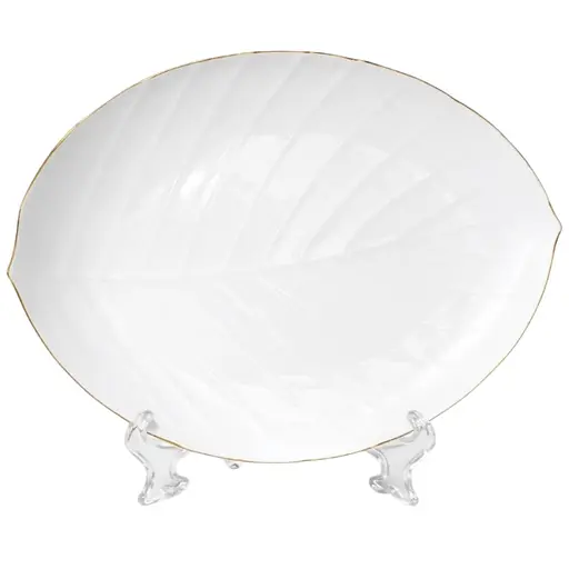 Тарелка для подачи блюд S&T Листок золотой кант 29 см (30164-00) - фото 1