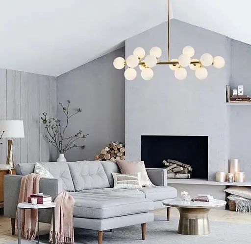 Линейная люстра с миниатюрными белоснежными плафонами Line.F DE 14 L/940 GD - фото 6