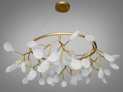 Шедевральна підвісна люстра в зал Світлячок, 54 лампи, золото сатин - фото 2