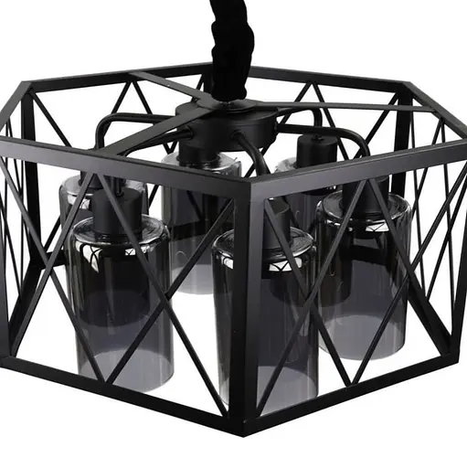 Люстра Loft на 6 ламп в чорному корпусі Line.F Колір плафона Янтарний - фото 4