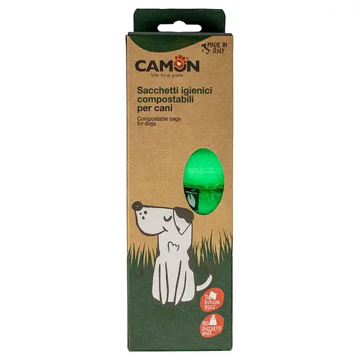 Пакети для собачих фекалій Camon біорозкладні (12 рулонів x 15 шт.) (B530/4)