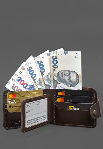 Кожаное портмоне 9.1 темно-коричневое - фото 6