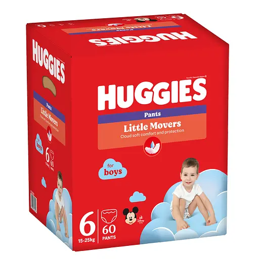 Уценка. Подгузники-трусики для мальчиков Huggies Little Movers Pants 6 (15-25 кг) 60 шт. - фото 3