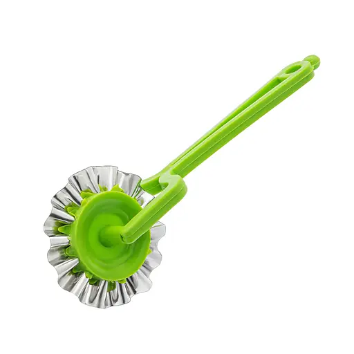 Колесо ніж ролик тісторіз вузький зубчастий фігурний для тіста та вирізування чебуреків, Kitchette Зелений84916 - фото 1