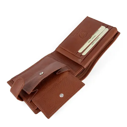 Портмоне чоловіче шкіряне Virginia Conti СВ 819 темно-руде з кнопкою - фото 4