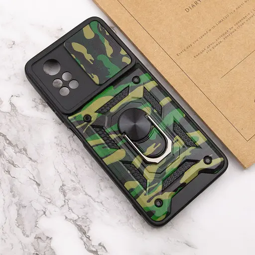Ударостійкий чохол Camshield Serge Ring Camo для Xiaomi Poco X4 Pro 5G Зелений / Army Green - фото 5