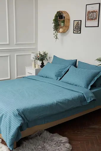 Пододеяльник Moon&Star Satin Stripe Stripe Green Двуспальный 175x210 см - фото 1