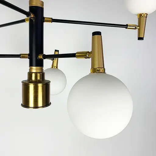 Люстра на 6 ріжків з поворотними плафонами у двох кольорах Line.F Колір плафона Прозорий + матовий - фото 7