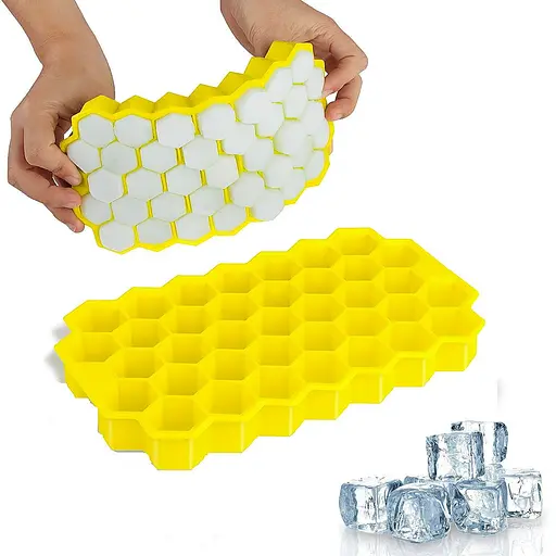Многоразовая силиконовая форма для приготовления льда с крышкой в виде сот, Kitchen Master Желтый 87745 - фото 2