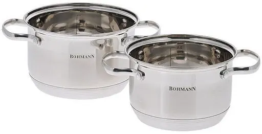 Універсальний набір каструль з кришками Bohmann BH-1902 2 каструлі з нержавіючої сталі - фото 2