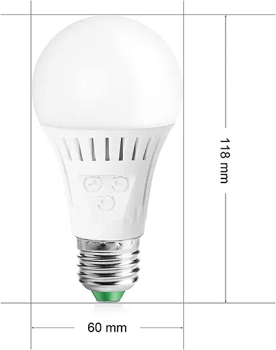 Світлодіодна лампа Elrigs E27 з датчиком руху та датчиком сутінків, 7 Вт, замінює 60 Вт, регульований діапазон - фото 2