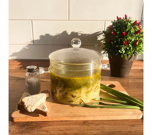 Стеклянная кастрюля круглой формы с крышкой, 1.5 л, S&T Прозрачный 87670 - фото 2