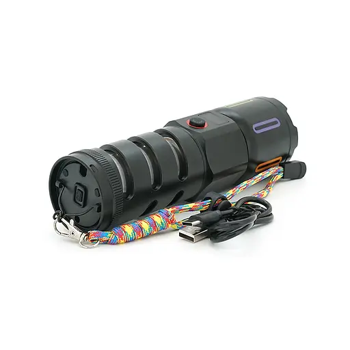 Фонарь поисковый BP-538 LED PM60, 3 режима, фонарик, индикация заряда, питание от аккумулятора, IP65, USB кабель, 225х130х60мм, 0,525кг, Black, BOX - фото 3