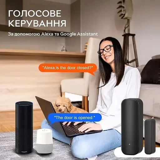 Wi-Fi датчик відкриття дверей/вікон Tuya Front Door Sensor Detects з оповіщенням на смартфон чорний - фото 3