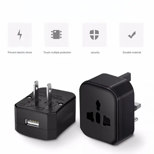 Адаптер Hoco для розетки перехідник євро USA UK все в одному (10А 220V) - фото 6