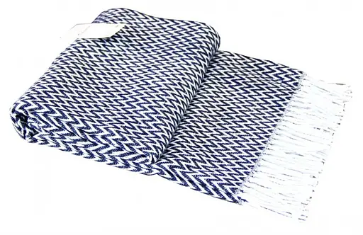 Плед бавовняний Vladi Валенсія Антоніо 140х200 біло-синій - фото 1