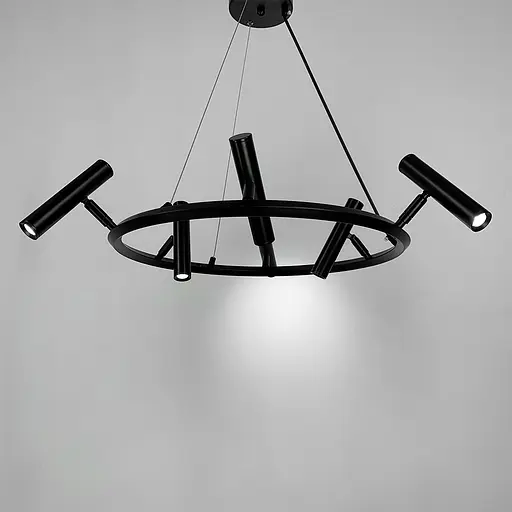 Круглая подвесная черная люстра LEEDS на 6 спотов Ø 60 см Line.F MJ 137/6 BK - фото 5