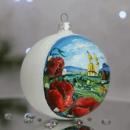 Ялинкова прикраса Санта Шоп Церква Маки скло (4820001112757) - фото 2