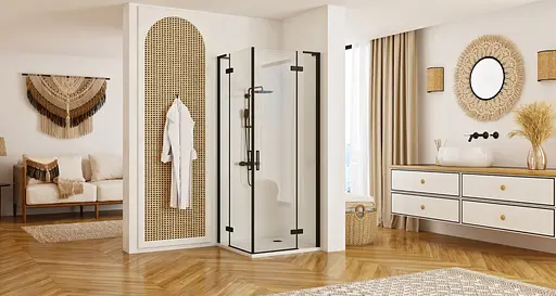 Душевая кабина Rea Hugo 80x80 двойная black REA-K6600, Черный, Универсальная, прозрачная - фото 2