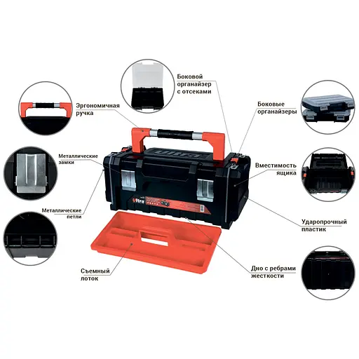 Ящик для инструмента Ultra с боковыми органайзерами Profi 510×230×210мм 7402402 - фото 2