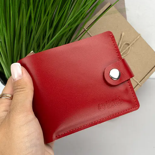 Гаманець жіночий маленький шкіряний на кнопці Handycover HC0042 червоний - фото 7