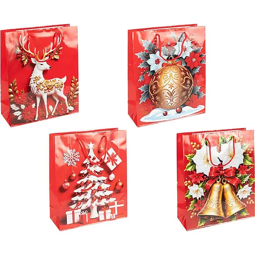 Пакет подарочный "Новый Год" 2578-1 вертикальный 18*21,5*8 см, ручка-шнурок (6900077488999) Микс - фото 1