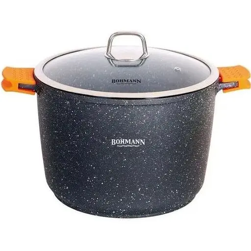 Каструля казан Bohmann BH-7351-24-MRB 24 см 5.7 л подвійне дно мармурове покриття - фото 1