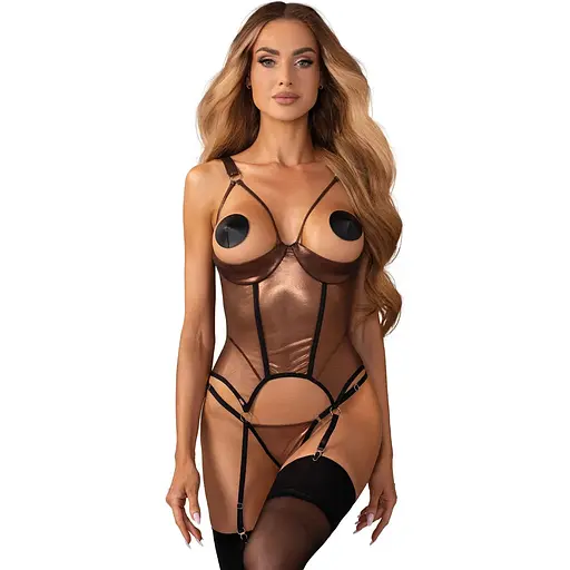 Корсет Obsessive Soranna 2XL/3XL (бронзовий)