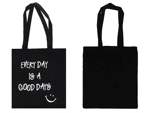 Еко сумка с ручками 35x37 см черная с рисунком 3537-1