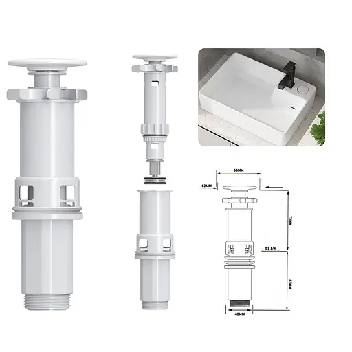 Умивальник накладний Mixxus Premium Style-0201 520x375x140 мм з донним клапаном та отвором під суміші MP6511, Білий - фото 7