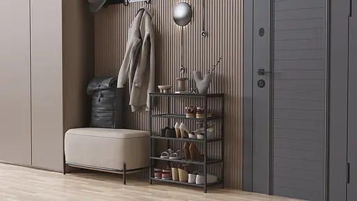 Полиця для взуття Слайм 4 Ferrum-decor 820x630x260 Чорний метал ДСП Венге Магія 16 мм (FRD-105161) - фото 5