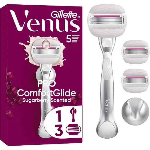 Станок для гоління жіночий Venus Pro ComfortGlide Sugarberry з 3 змінними картриджами  - фото 1