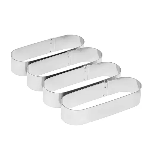 Металлические овальные формочки порционные для эклеров, пирожных и тарталеток 12х4х2.5 см (набор из 4 штук), Master Class Серый 87231 - фото 6