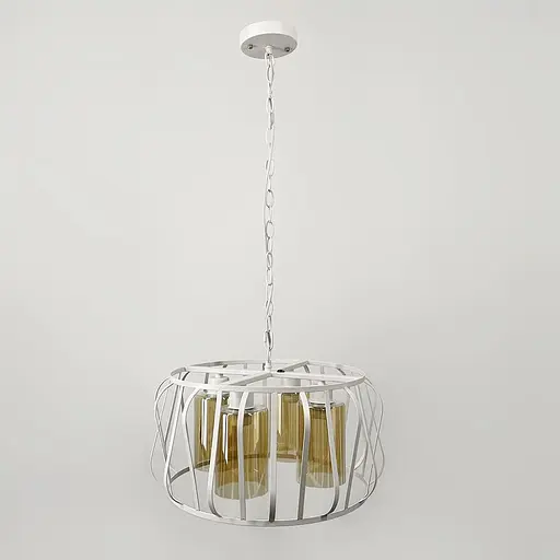 Сучасний світильник в корпусі білого кольору на 4 янтарних плафони | Арт. 12682/4 WT+AM | Line F - фото 4