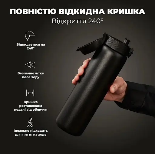 Пляшка для води ION8 металева вакуумна 920 мл Vacuum Insulated Black (I8TS1000BLK) - фото 3