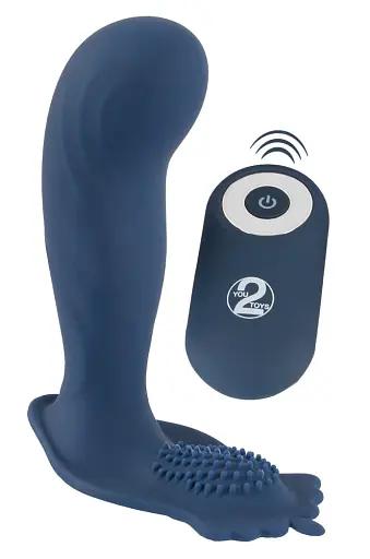 Стимулятор простаты You2Toys Vibrating Butt Plug With Nubs, 11.7 см синий - фото 2