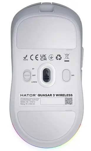Миша HATOR Quasar 3 Wireless White (HTM731) - фото 2