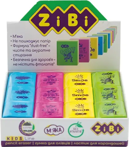 Ластик Книжка, 30x25x8 мм, 36 шт. у шоу-боксі