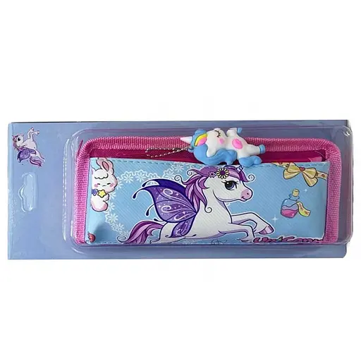 Пенал-косметичка із брелоком Єдиноріг, 2 змійки, 4x36 см (В асортименті)