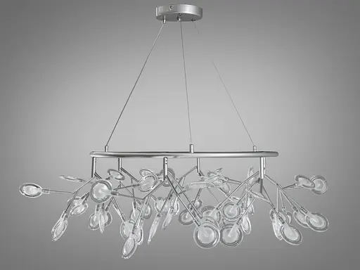 Сучасна якісна люстра офісна "Світлячок", 54 плафони, хром сатин - фото 1