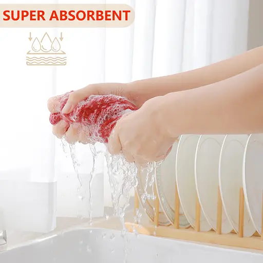 Набір кухонних рушників зі 100% бавовни - Вафельні серветки для кухні 34*34 см 6 шт Червоний - фото 3