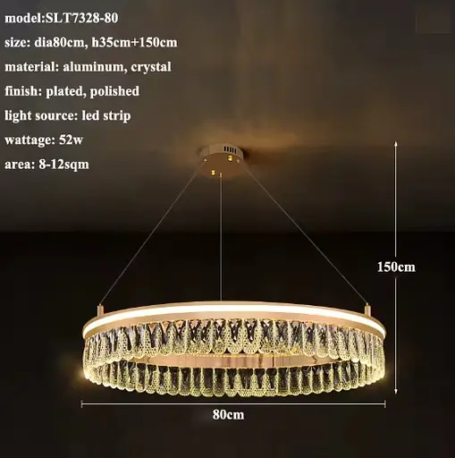 Люстра светодиодная потолочная Хрустальный круг PJ915 (Золотистый) 80см - фото 4