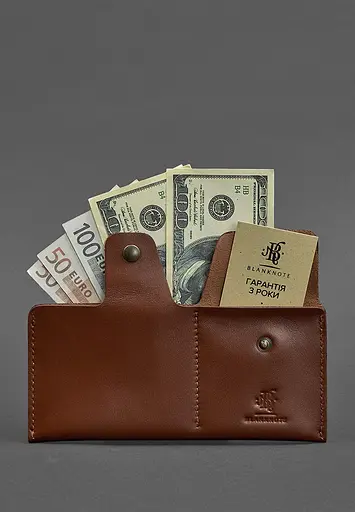 Шкіряне портмоне-купюрник 8.0 світло-коричневе - фото 3