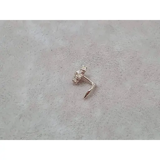 Золотая серьга-пирсинг в нос Dear с фианитами. 1040.3 - фото 3