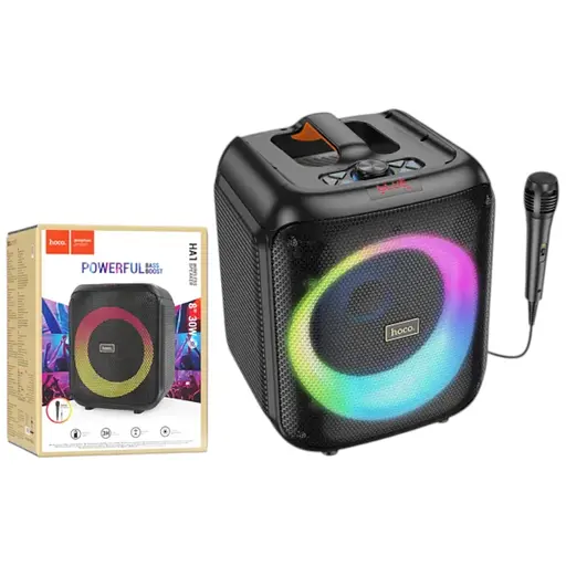 Колонка Hoco HA1 Graceful outdoor Power 30Wx1=30W с проводным микрофоном